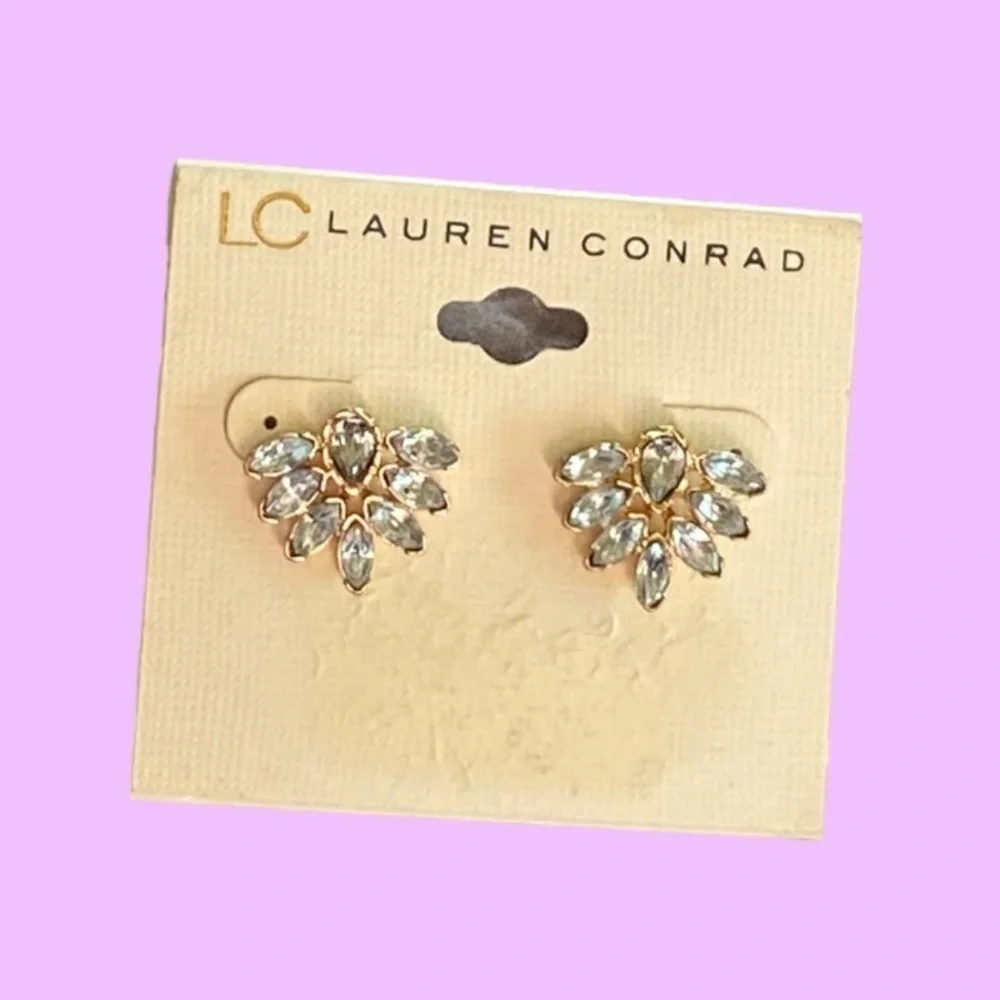 Lauren Conrad Blue Tinted Flair Crystal Earrings - Picture 2 of 3